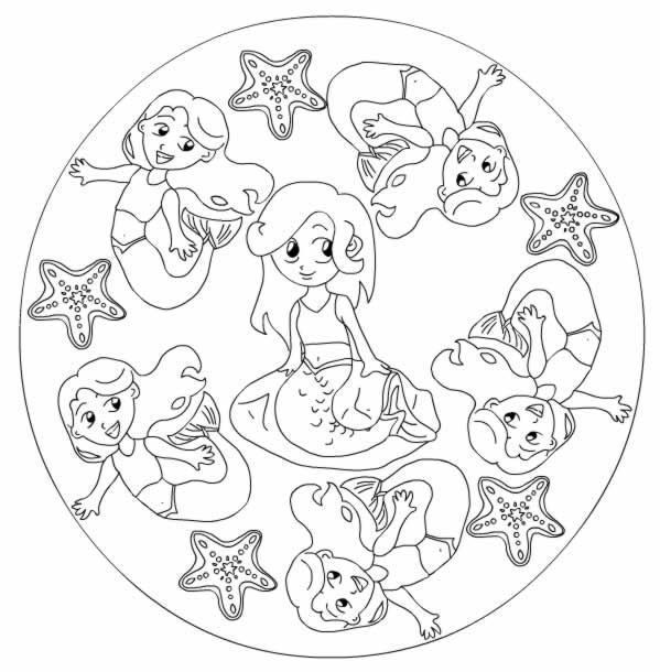 coloriage mandala sirene